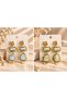 Women's Gold Dangle Earrings – Large Design with Pearl-Looking Stone Detail – Choose from Blue and Green Colors