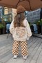 Bon Appetit Printed Checkered Girls' 2-Piece Set - Cream - 6