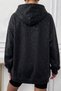 Sparkly Glitter Hooded Oversize Zippered Kangaroo Pocket Soft Textured Sweatshirt Cardigan - 5