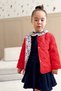 Girl's Velvet Coat, Floral Collared Blouse and Denim Skirt 3-Piece Set Pomegranate Flower - 4