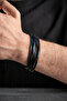 Chrome Plated 6 Row Men's Leather Bracelet - 2