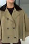 Velvet Collar Khaki Cape Trench - 3