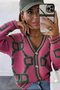 Women's Soft Textured Patterned Buttoned Knitwear Cardigan V-Neck Oversize Long Sleeve Knitted Cardigan - 4