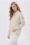 Women's Ecru Gold Button Detailed Polo Collar Knitwear Sweater Stylish Long Sleeve Knitted Sweater - 4