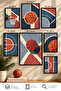 7-Piece Frame-Looking Modern Painting Set |   Children's Room - Basketball Sports Themed |   Living Room, Office, Kitchen and Study Room Wall Decor