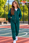 Children's Girls Zippered Hooded Rubberized Leggings Track Suit Set
