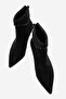 Pointed Toe Heeled Boots with Back Zipper Black Suede - 3