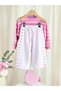 Girl's Top and Bottom Set with Heart Pearl Detail on the Sleeves and Heart Detail on the Sides of the Pants (Oversize Fit) - 2