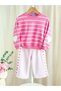 Girl's Top and Bottom Set with Heart Pearl Detail on the Sleeves and Heart Detail on the Sides of the Pants (Oversize Fit)