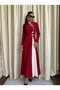 French Elegance |   Women's Long Sleeve High Collar Dress with Drop Detail, Long Length, Crepe Fabric, Stylish Dress - 2