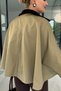 Velvet Collar Khaki Cape Trench - 4