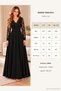 Elegance in Every Step Women's V-Neck and Ruched Sleeves Flared Long Crepe Dress - 6