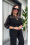 Hidden in the Shine Detail - Women's Sequin Detailed Front Zipper Viscose Two-Thread Blouse and Pants Two-Piece Set - 4
