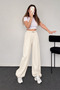 Women's extra baggy linen pants without pockets - cream