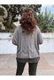 Italian Leopard Detailed Shawl Knitwear Blouse Set Gray - 3