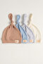 Unisex Baby Pumpkin Arma Detailed 0-6 Months 100% Cotton Interlock Knotted Beanie Set of 4