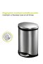 Shell Stainless Steel Pedal Bin with Slow Close Lid | Trash Can with Lid | 18 Liter, Silver - 3