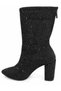 Women's Shiny Stone Detailed Back Zipper Easy-To-Wear Thick Heeled Short Boots - 4