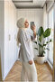 Women's Tie-Back Flounce Cut-Out Cuffed Hijab Tunic Blouse 70 cm