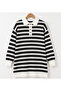 Women's Striped Shirt Collar Buttoned Oversize Knitwear Set - 3