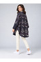 Women's Patterned Knitwear Poncho - Purple - 4