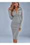 Women's long sleeve button front midi cami dress with pocket detail - 2