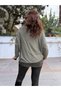 Italian Leopard Detailed Shawl Knitwear Blouse Set Khaki - 4