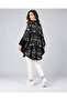 Women's Patterned Knitwear Poncho - Black - 4