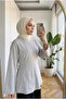 Women's Tie-Back Flounce Cut-Out Cuffed Hijab Tunic Blouse 70 cm - 3