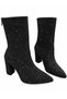 Women's Shiny Stone Detailed Back Zipper Easy-To-Wear Thick Heeled Short Boots - 5