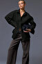 Women's Oversize Casual Poplin Shirt with Pockets - 2