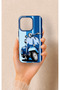 Blue Scooter Patterned Silicone Case Compatible with iPhone 14 Pro