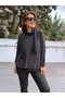 Italian Leopard Detailed Shawl Knitwear Blouse Set Black