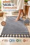 Gray Tasseled Post Bathroom Rug 60X100 cm Soft Textured Decorative Mat Non-Slip Base Bathroom Rug