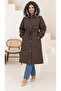 Women's Plus Size Removable Hooded Plush Fur Inside Waist Tie Detail Winter Thick Long Coat 29012 - 5