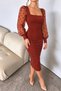 Women's Princess Sleeve Polka Dot Detailed Midi Length Knitwear Dress - 2