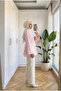 Women's Tie-Back Flounce Cut-Out Cuffed Hijab Tunic Blouse 70 cm