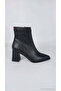 Women's Boots Pointed Toe Thick Heel Zigzag Stitching Detailed Side Zipper Ankle Heeled Office Stylish Shoes Mhç-026 - 2