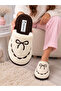 Yumoş Bowknot Embroidered Plush Women's House Slippers Soft Sole Gift Dowry House Slippers Stc1158 - 2