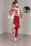 1060 Women's High Waist Gathering Tights with Fleece Inside for Winter, Premium Leggings, Red