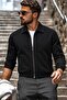 Men's Seasonal Zippered Bomber Black Jacket