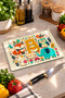 Glass Cutting Board with Cute Forest Animals Theme - Glass Cutting Board |   20cm X 30cm