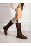 Ravi̇a Brown Suede Fur Detailed Women's Boots - 6