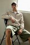 Men's Classic Collar Long Sleeve Zippered Cream Jacket