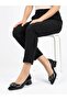 Women's Black Thick Heel Comfortable Fit Heeled Ballerina Shoes