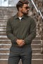 Men's Seasonal Zippered Bomber Khaki Jacket - 2