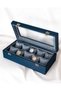 10-Piece Premium Watch Box, Blue Faux Leather Covered, Custom Production, Handmade, Accessory Organizer