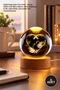 5 Pieces of Hearted Swan Illuminated Glass Globe – Led Table Decoration with Wooden Base, Color Changing 6 Cm, Light Globe, Decorative Orb