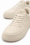 Studded Lace-Up Leather Men's Sneakers; Beige - 3