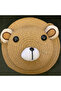 Women's Straw Bear Figure Round Shoulder Bag - Knitted Strap Bag Brown - 2